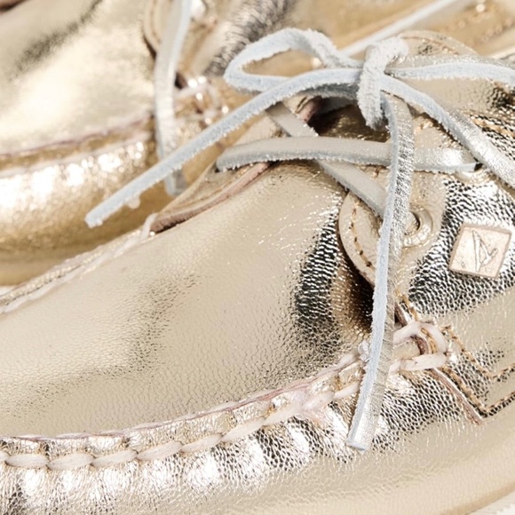SPERRY AO 2 EYE Gold Leather Boat Shoes - Picture 8 of 12